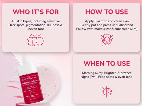 2% Alpha Arbutin Face Serum with Hyaluronic Acid & Pomegranate Extract