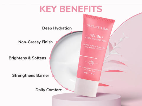 2% Hyaluronic Acid SPF 50 Sunscreen with PA++++, Vitamin E & Raspberry Extract