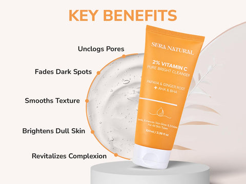 2% Vitamin C Face Cleanser with AHA & BHA + Papaya & Ginger Root Extract