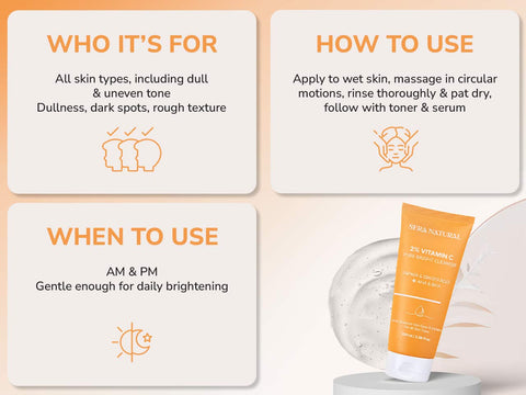 2% Vitamin C Face Cleanser with AHA & BHA + Papaya & Ginger Root Extract